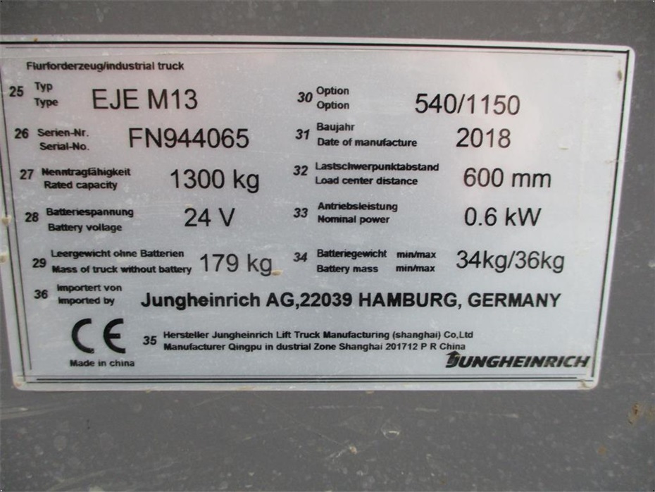 Jungheinrich EJE M13 Fin maskine - Palleløftere - El palleløftere - 6