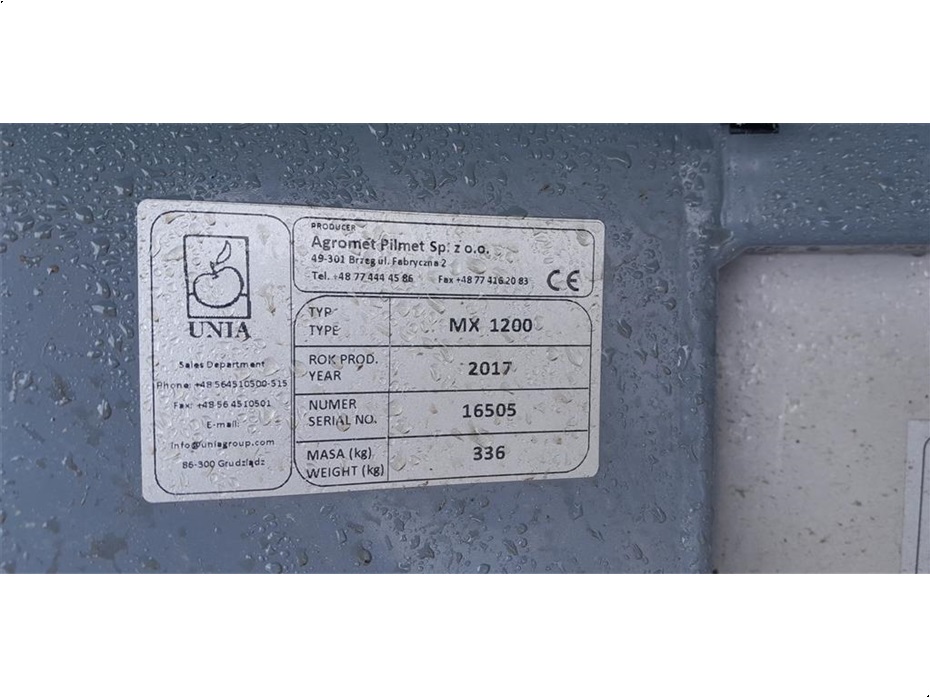 Unia MX 1200 Presenning - Gødningsmaskiner - Liftophængte gødningsspredere - 8