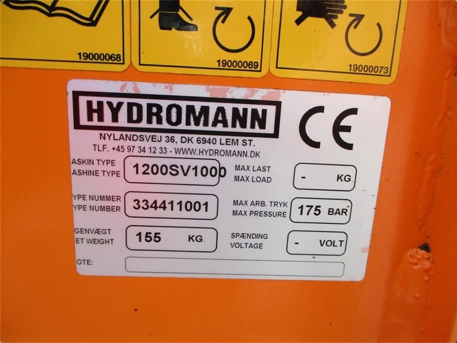 Hydromann 1200 SV hydraulisk tud ig side skift, HELT NY - Vinterredskaber - Sneslynge - 6