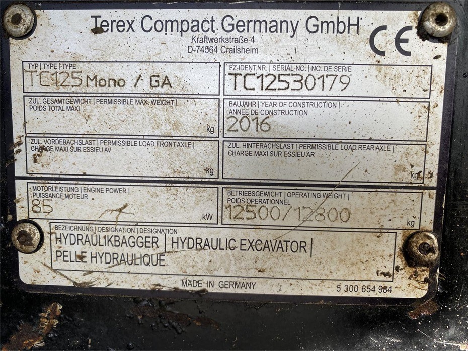 Terex TC125 - Gravemaskiner - Gravemaskiner på bånd - 10