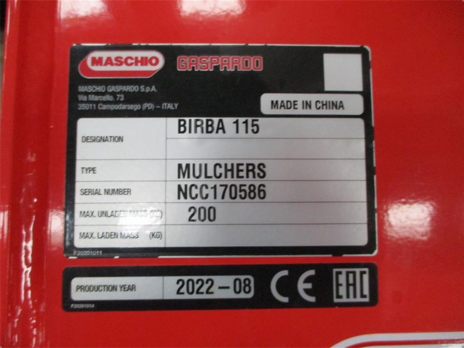 Maschio BIRBA 115 NY klipper komplet med PTO-aksel. - Græsmaskiner - Brakslåmaskiner - 6